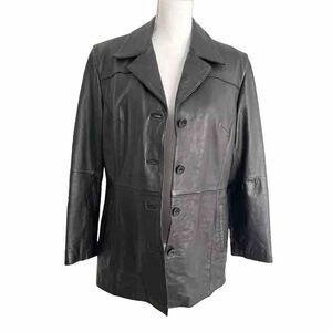 Wilsons Leather Black Leather Button-Front Jacket